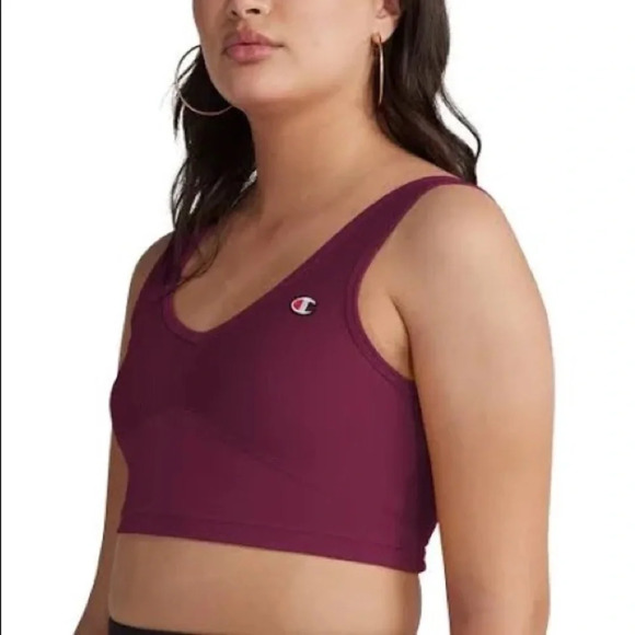 CHAMPION Ribbed Crop Tank, Medium, Dark Berry, NWT - Picture 1 of 6